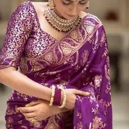 zikaraa Women Zari Woven Saree with Tassels-picture-42