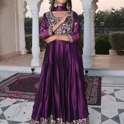 warthy ent Women Embroidery Semi-stitched Anarkali Dress Material-picture-13