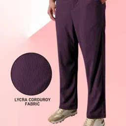 indiclub Men Ribbed Straight Track Pants with Drawstring Waist image 1