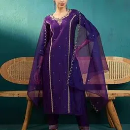 Women Embroidery Straight Kurta Set-image-32