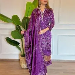 nyrika Women Bandhani Print Kurta Suit Set-picture-26