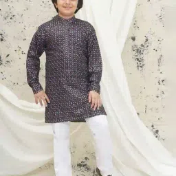 aj dezines Boys Embroidery Kurta Pyjama Set image 1