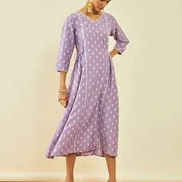 Soch Womens Purple Viscose Blend Ethnic Motifs Dress Kurta With Tassels-picture-14