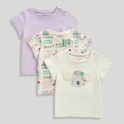 mothercare Girls Pack of 3 Printed Regular Fit Round-Neck T-Shirts-picture-26