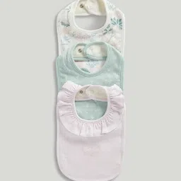mothercare Infants Pack of 3 Cotton Newborn Bibs image 1