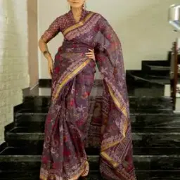mirchi fashion Silk Blend Printed Saree-picture-38