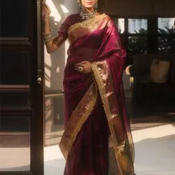 svaraa Women Tissue Silk Zari Weaving Saree With Blouse -picture-22