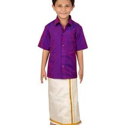 thangamagan Short Sleeves Shirt & Dhoti Set-picture-43