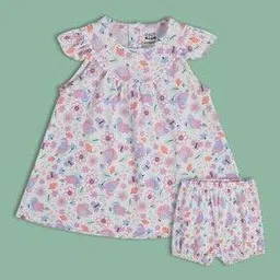 Girls Floral Print A-Line Dress-image-19