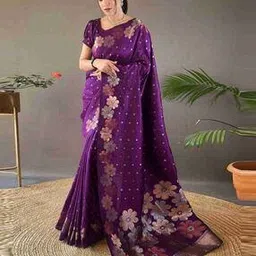leafsy Banarasi Silk Saree with Floral Border-picture-51
