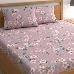 chhavi india 210 TC Floral Print Double Size Bedsheet with Pillow Covers-picture-50