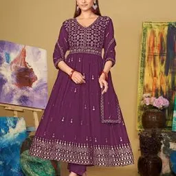 warthy ent Women Embroidery Semi-Stitched Anarkali Dress Material-picture-16