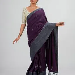 suta Cotton Saree with Floral Woven Motifs-picture-12