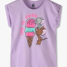 kg frendz for trends select Girls Jerry Print Relaxed Fit Round-Neck T-Shirt-picture-19