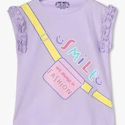 kg frendz for trends select Girls Typographic Print Relaxed Fit Round-Neck T-Shirt-picture-23