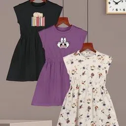 hellcat Girls Pack of 3 Graphic Print A-line Dress-picture-19