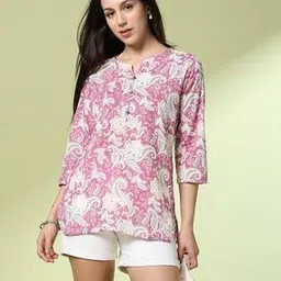 acai Women Floral Print Regular Fit Cotton Tunic-picture-33