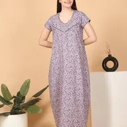 sweet dreams Women Floral Night Gown with Round Neck-picture-47