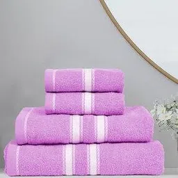stellar home Set of 4 350 GSM Striped Cotton Bath Towels-picture-37