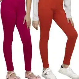 indiweaves Pack of 2 Girls Leggings with Elasticated Waist-picture-30
