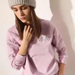 only Women Typographic Print Regular Fit Sweatshirt image 1