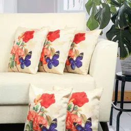 bella true Set of 5 Floral Print Cushion Covers 16" x 16" image 1