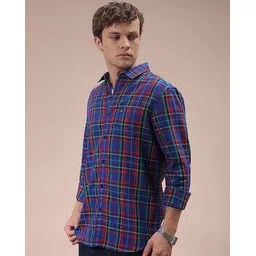 the indian garage co Men Checked Slim Fit Shirt with Patch Pocket-picture-13