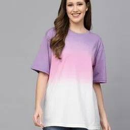 strong and brave Women Ombre-Dyed Relaxed Fit Round-Neck T-Shirt-picture-48