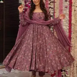 svaraa Women Floral Print Anarkali Kurta Set-picture-24
