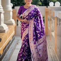griva designer Women Banarasi Woven Saree with Unstitched Blouse Piece-picture-13