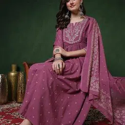 gulmohar jaipur Women Printed Flared Kurta Suit Set -picture-16