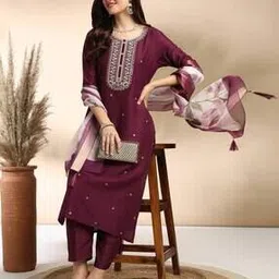 texstile Women Embroidered Straight Kurta Suit Set -picture-22