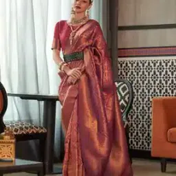 saree mall Floral Print Silk Saree with Border-picture-21