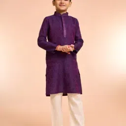 manyavar Boy Floral Print Kurta & Pyjamas Set-picture-37