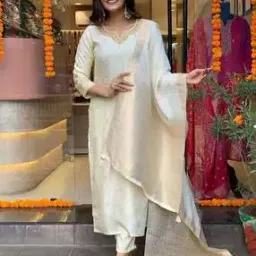 nyrika Women Embroidered Straight Kurta with Pants & Dupatta Set-picture-17