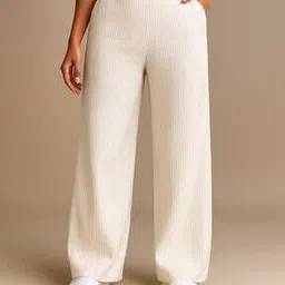 Women Ribbed Relaxed Fit Pants-image-64