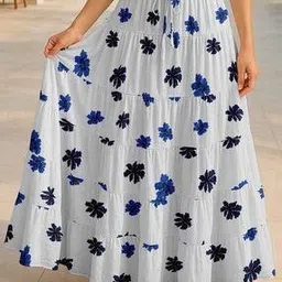Women Floral Tiered Skirt-image-35