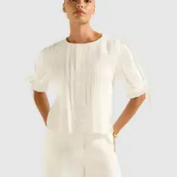 Women Pleated Relaxed Fit Top-image-1