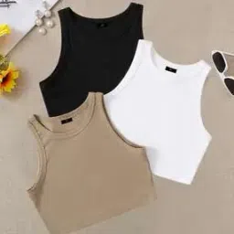 fyre rose Women Pack of 3 Ribbed Regular Fit Tank Tops-picture-35