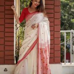 indie picks Elegant Pure Chanderi Cotton Saree With Blouse Piece -picture-3