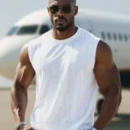 fashion and youth Men Ribbed Regular Fit Crew-Neck T-Shirt image 1