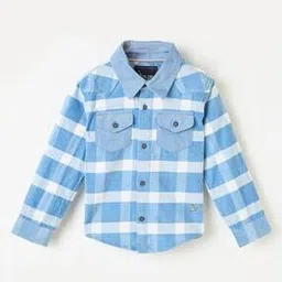 blue giraffe Boys Checked Regular Fit Shirt with Spread Collar-picture-12