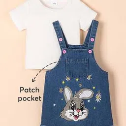 hopscotch Girls Ribbed Top & Graphic Print Dungaree-picture-25