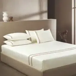 sansaar 200 TC Embroidered King-Size Bedsheet with Pillow Covers-picture-42