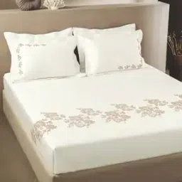 sansaar 200 TC Embroidered King-Size Bedsheet with Pillow Covers-picture-34