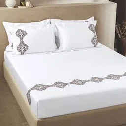 sansaar 200 TC Embroidered King-Size Bedsheet with Pillow Covers-picture-17
