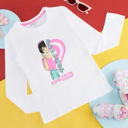 pantaloons junior Girls Graphic Print Regular Fit Round- Neck T-Shirt image 1