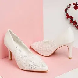 flat n heels Women Pointed-Toe Pumps with Lace Applique-picture-22