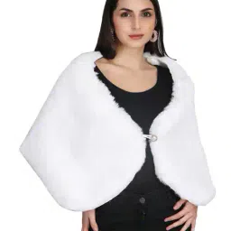 aol Women Faux Fur Cape with Button Details image 1