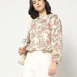 Women Floral Print Peter-Pan-Collar Top-image-4